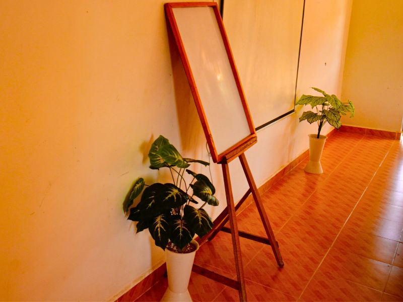 Conference room prepared for a meeting at Sandfields